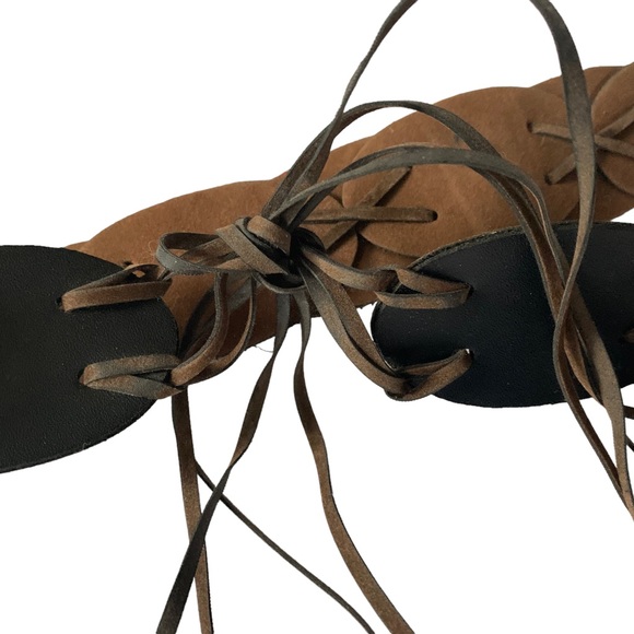 Black and Brown Leather Belt with Rustic Design - Picture 7 of 13